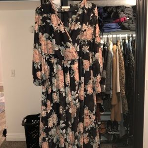 Black and blush floral maxi dress